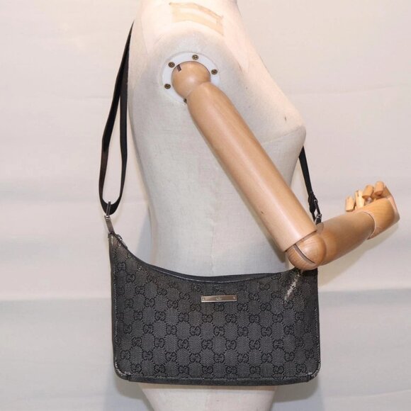 Gucci Handbags - GUCCI GG Canvas Shoulder Bag Gray Silver 35098 Auth
